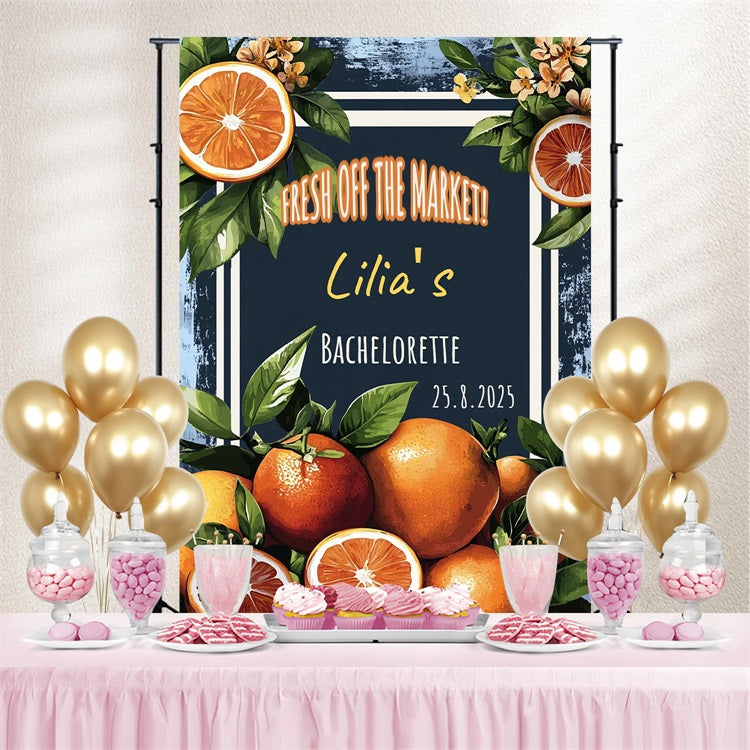 Backdrops For Bridal Shower Orange Bachelorette Bash Personalized Backdrop CSH3-295