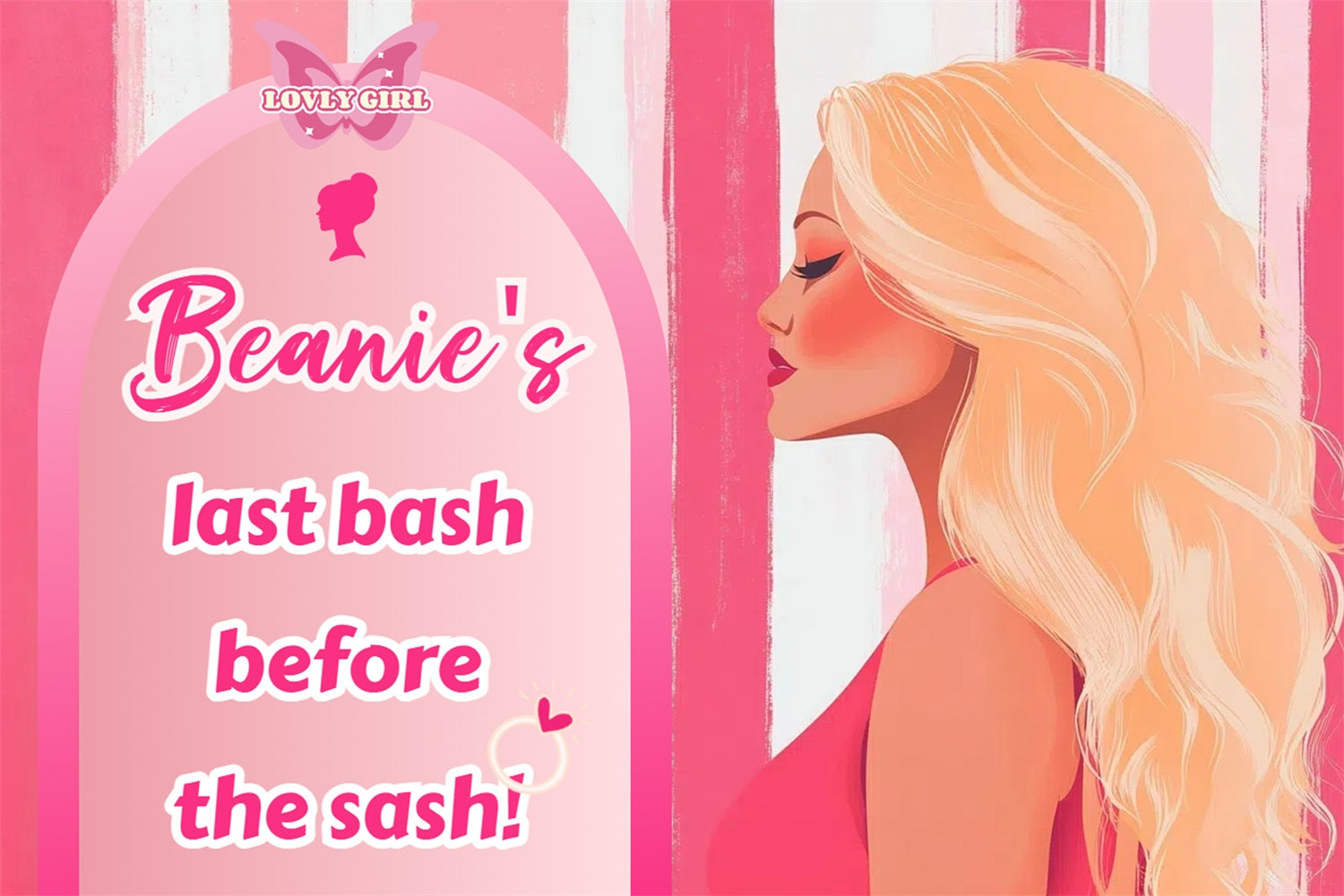 Bridal Shower Backdrop Pink Girl Bash Personalised Backdrop CSH3-297