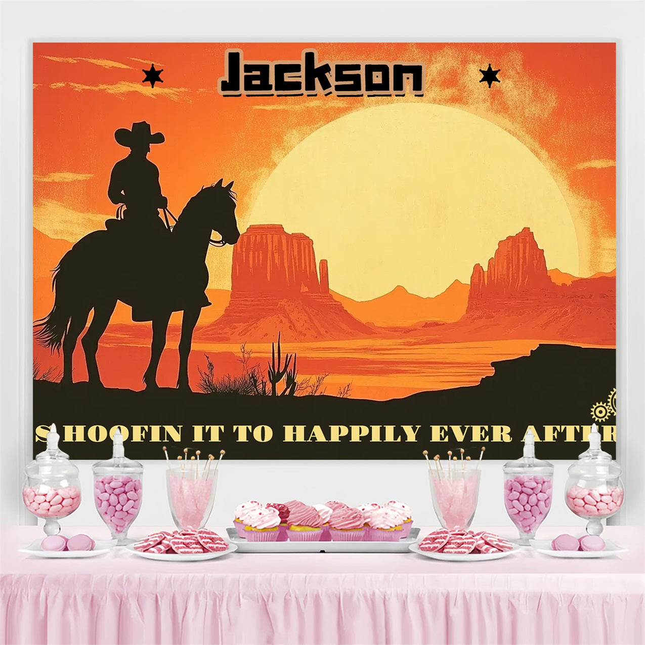 Wedding Backdrop Ideas Wild West Ride Personalized Backdrop CSH3-299