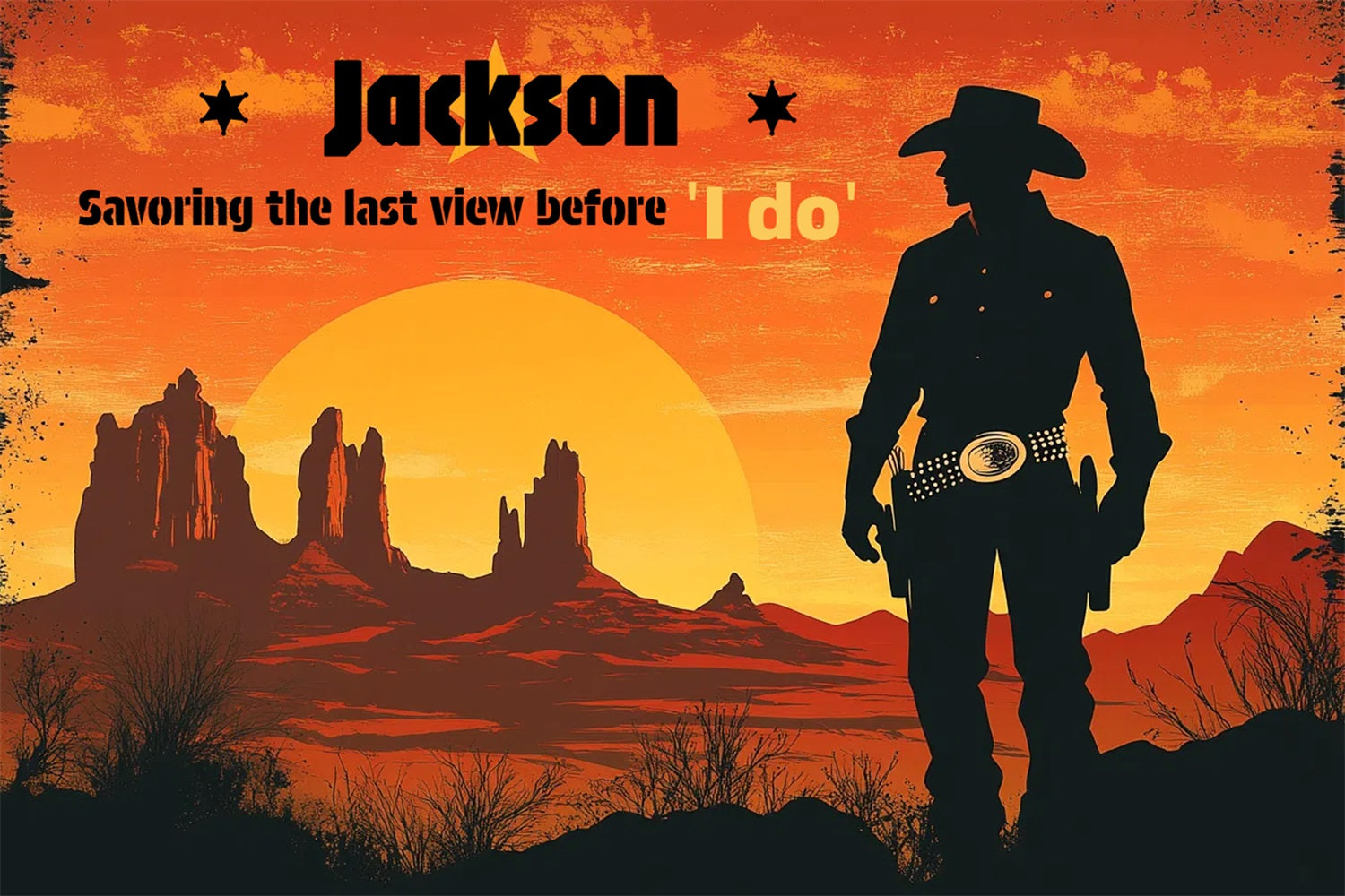 Wedding Photo Backdrop Western Groom Bash Customized Backdrop CSH3-300