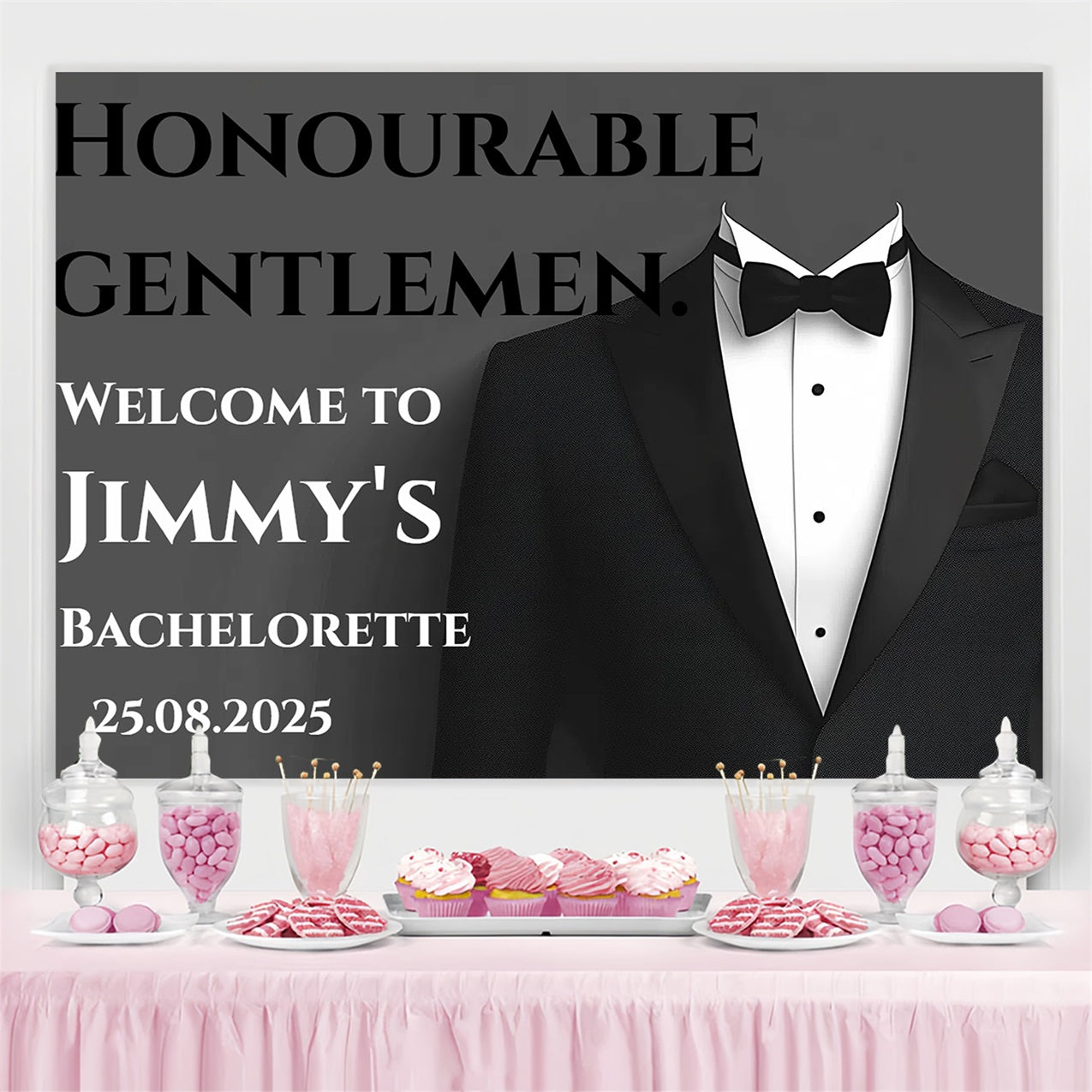 Wedding Photo Backdrops Suit Up Bachelor Personalised Backdrop CSH3-301