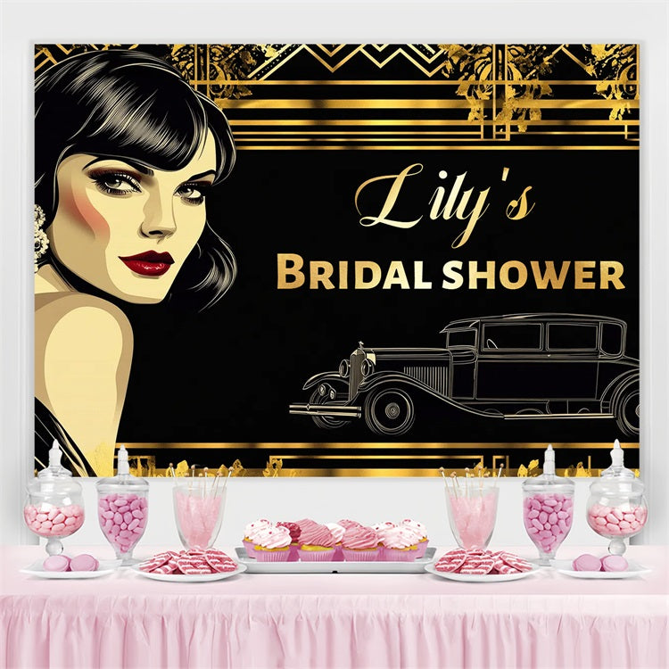 Backdrop For Bridal Shower Photos Gold Frame Customized Backdrop CSH3-308