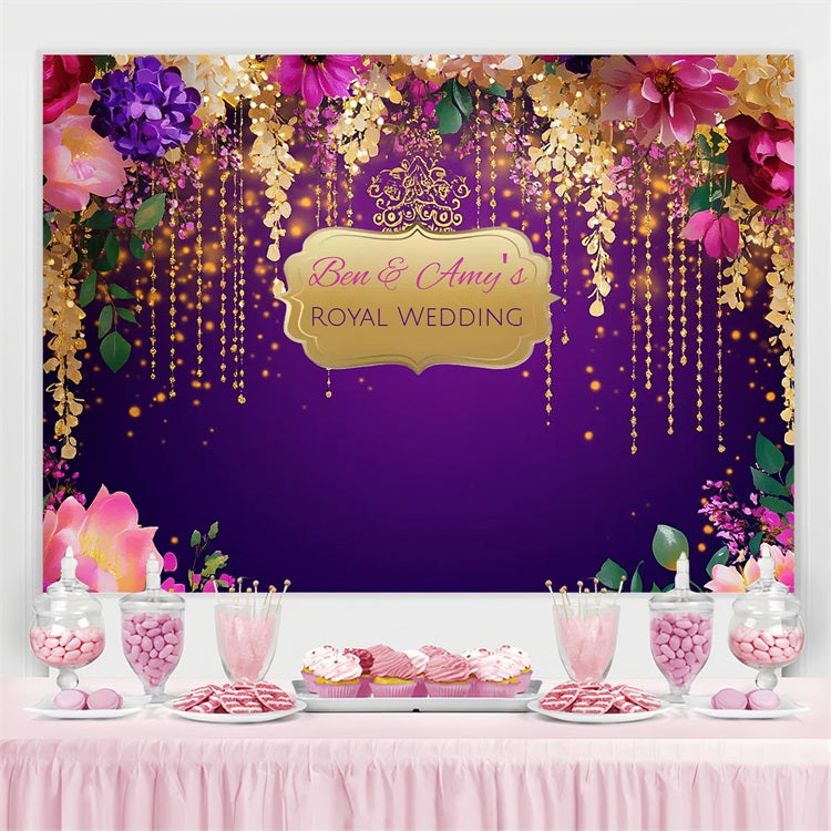 Wedding Ceremony Backdrop Royal Gold Floral Custom Backdrop CSH3-310