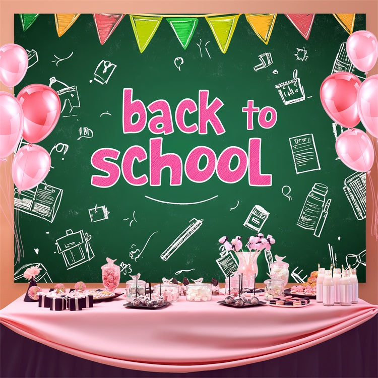 Back To School Backdrop Ideas Classic Green Chalkboard Backdrop CSH3-36