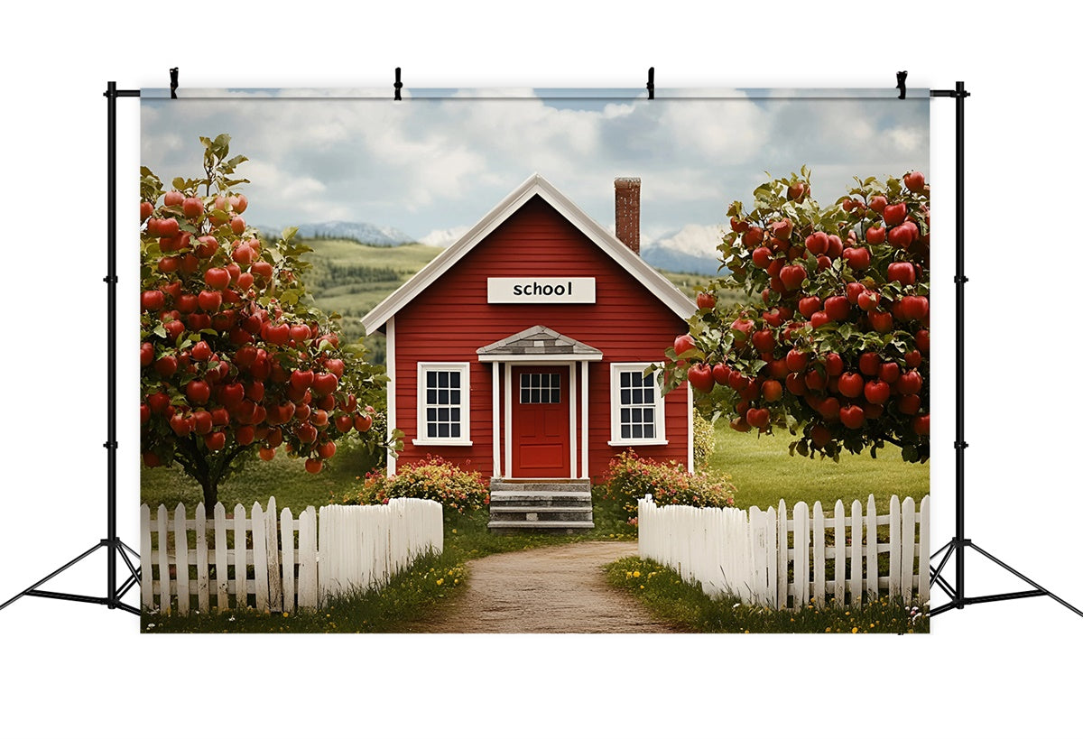 Back To School Photo Backdrop Countryside School House Backdrop CSH3-4
