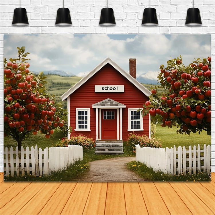 Back To School Photo Backdrop Countryside School House Backdrop CSH3-4