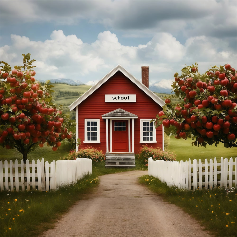 Back To School Photo Backdrop Countryside School House Backdrop CSH3-4