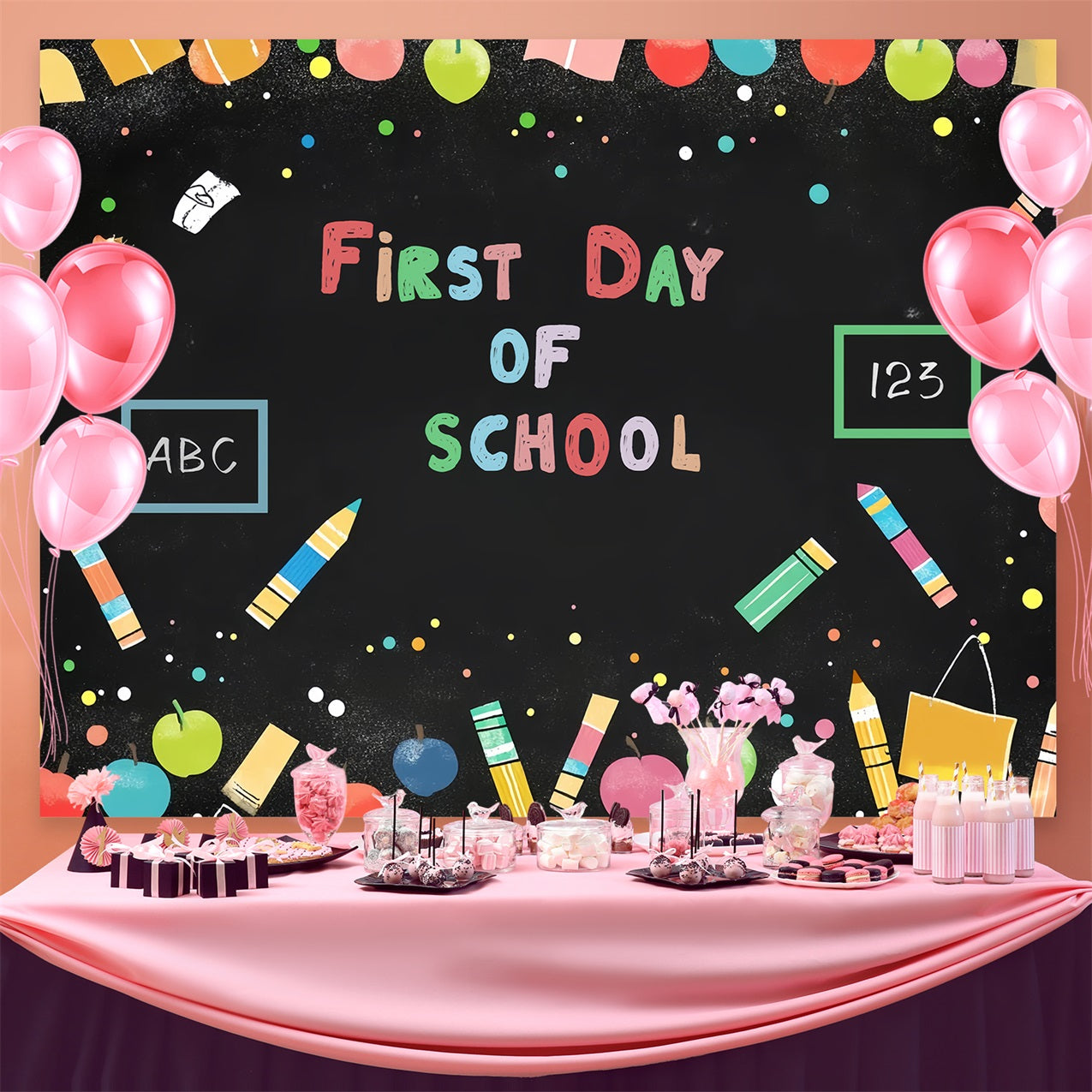 Back To School Backdrop Ideas Fun Blackboard Decoration Backdrop CSH3-42