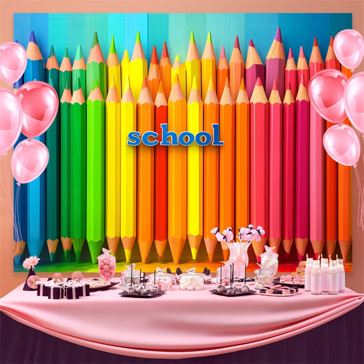 Back To School Picture Backdrop Rainbow Color Pencil Backdrop CSH3-43