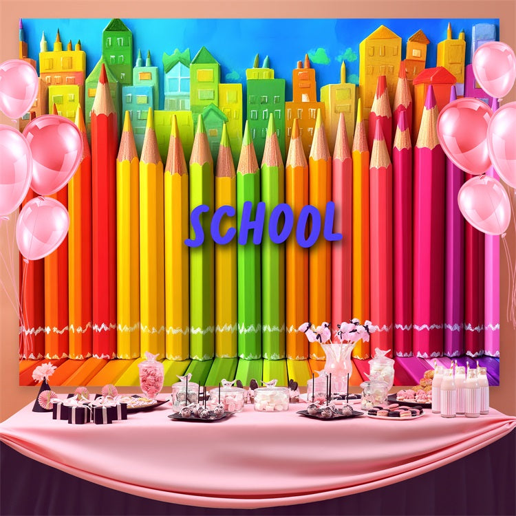 Back To School Photo Backdrop Urban Art Colorful Pencil Backdrop CSH3-45