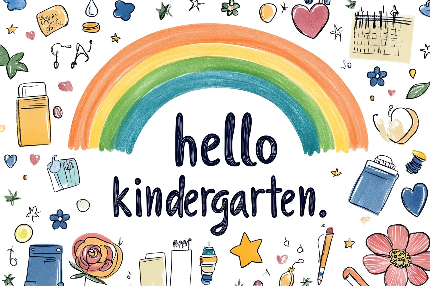 Back To School Backdrop Playful Watercolor Kindergarten Backdrop CSH3-54