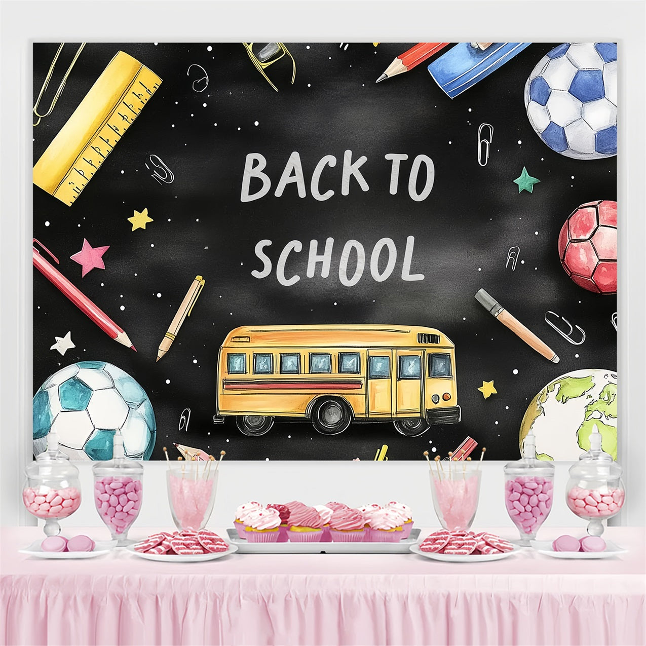 Back To School Photo Backdrop Learning Sports Blackboard Backdrop CSH3-62