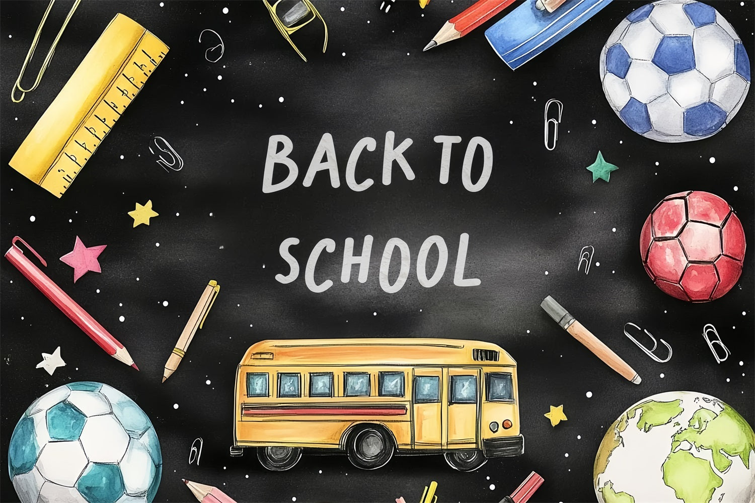 Back To School Photo Backdrop Learning Sports Blackboard Backdrop CSH3-62