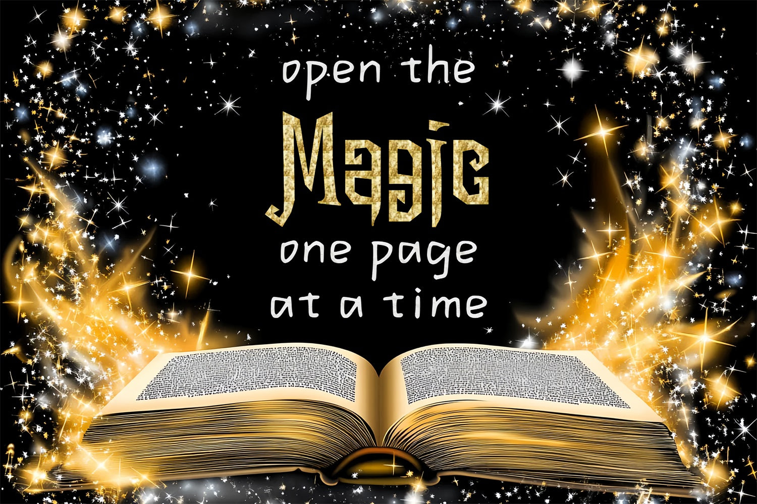 Back To School Photo Backdrop Mystical Sparkling Book Backdrop CSH3-72