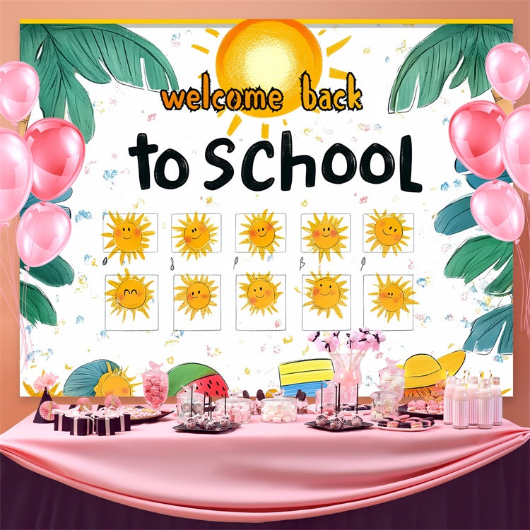 Back To School Photo Backdrop Palm Trees Sunny Welcome Backdrop CSH3-75