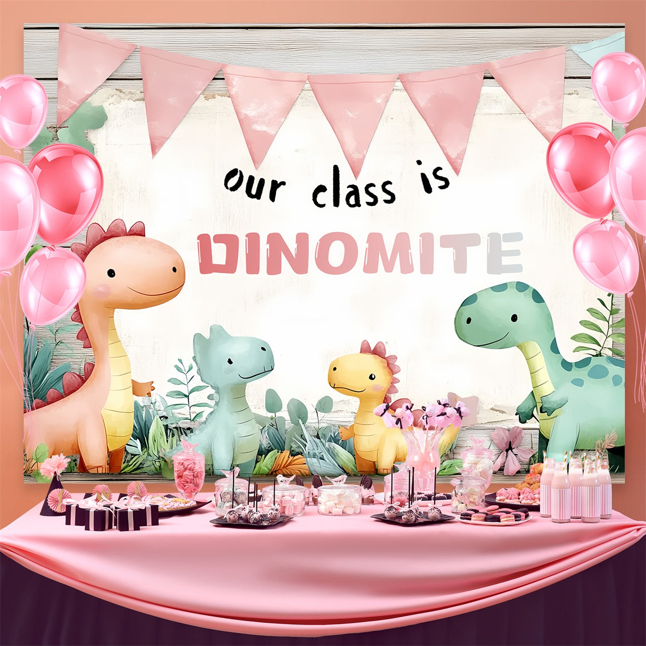 Back To School Picture Backdrop Cute Dinosaur Classroom Backdrop CSH3-77