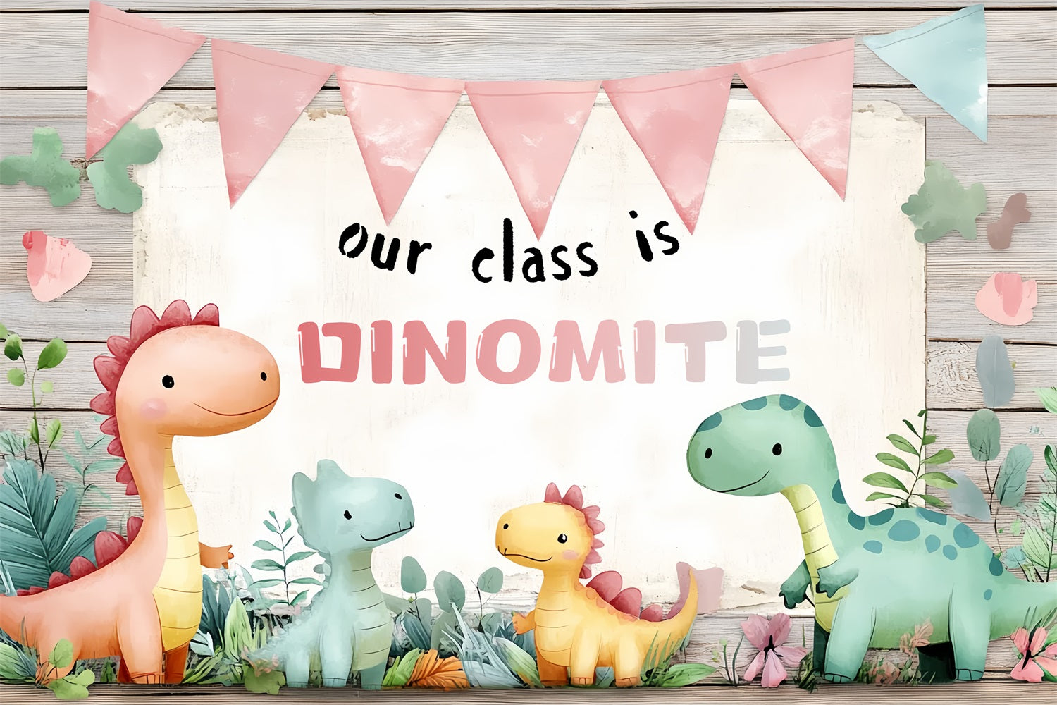 Back To School Picture Backdrop Cute Dinosaur Classroom Backdrop CSH3-77