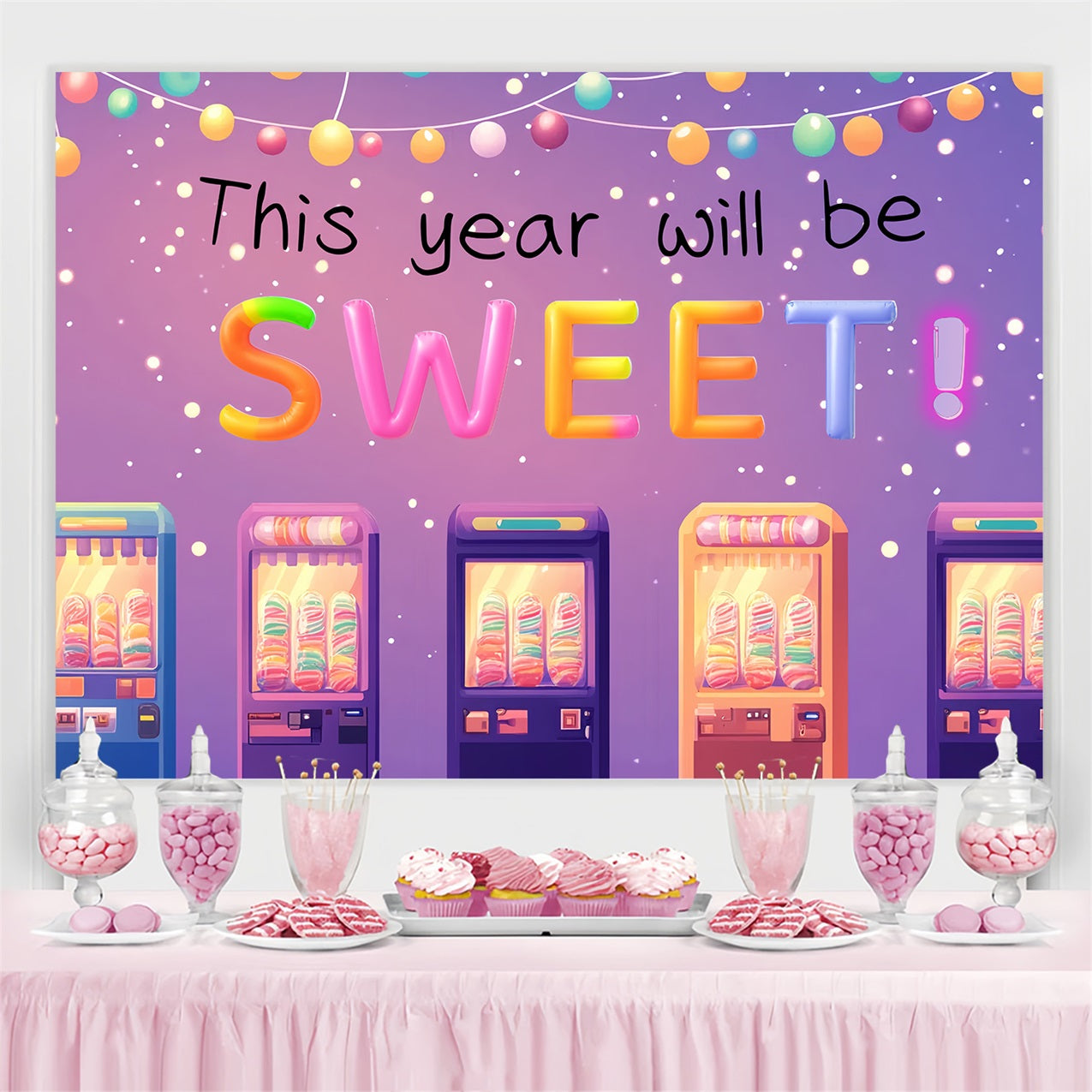 Backdrop Back To School Colorful Candy Machines School Backdrop CSH3-78