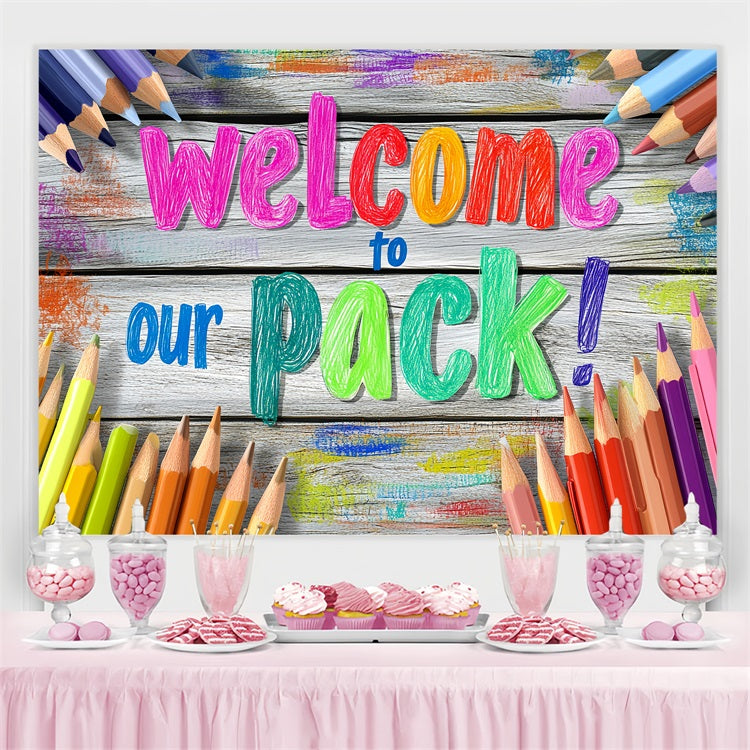Back To School Picture Backdrop Colorful Pencil Wooden Backdrop CSH3-79