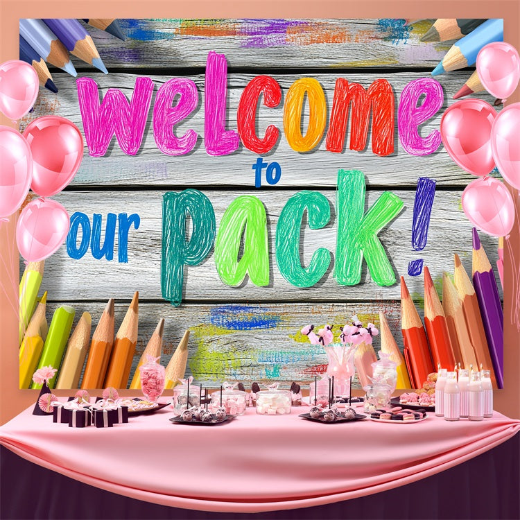 Back To School Picture Backdrop Colorful Pencil Wooden Backdrop CSH3-79