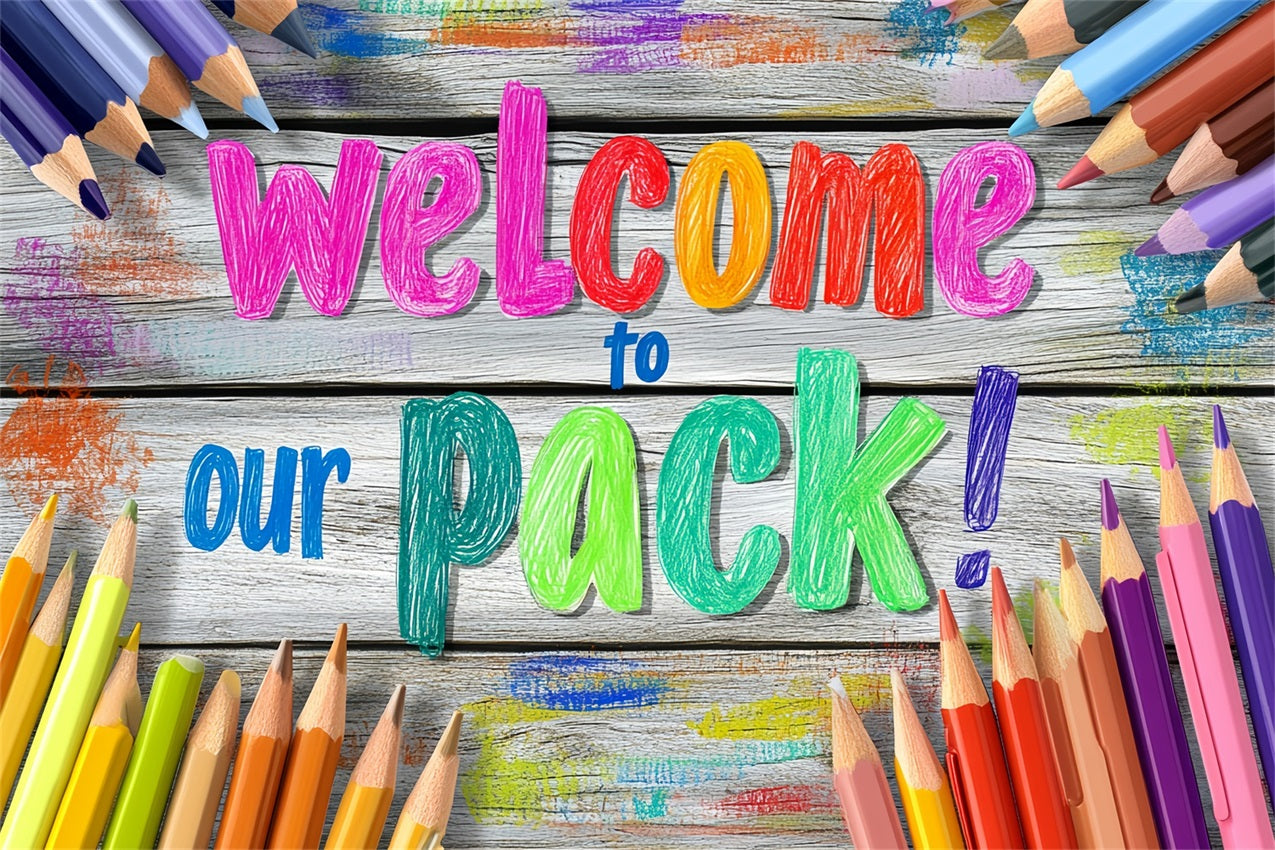 Back To School Picture Backdrop Colorful Pencil Wooden Backdrop CSH3-79