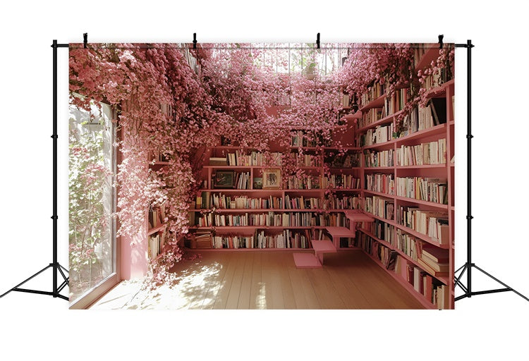 Backdrop Back To School Cherry Blossom Book Nook Backdrop CSH3-8