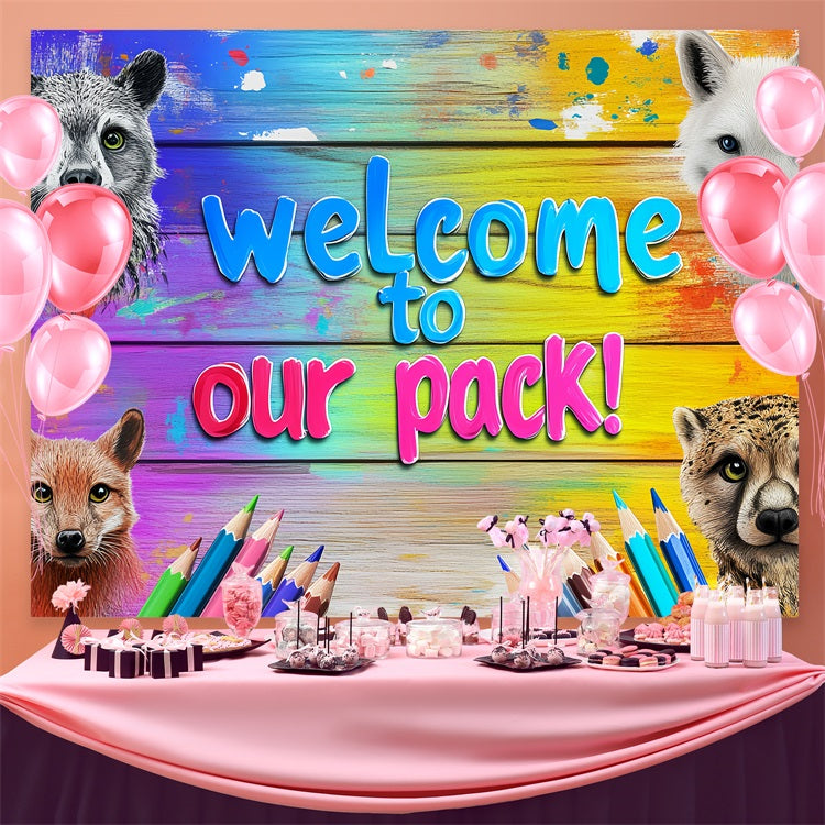 Back To School Photo Backdrop Animal Kingdom Welcome Backdrop CSH3-80