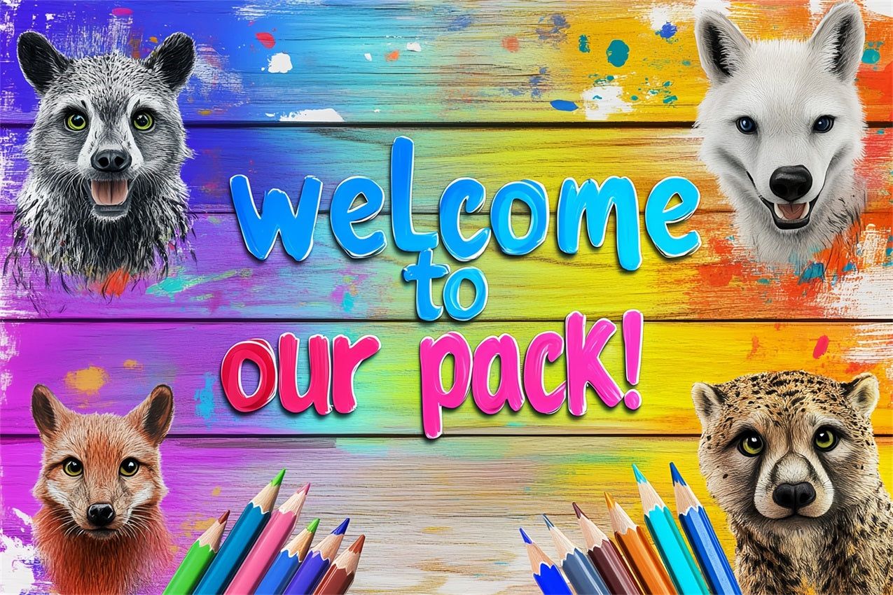 Back To School Photo Backdrop Animal Kingdom Welcome Backdrop CSH3-80