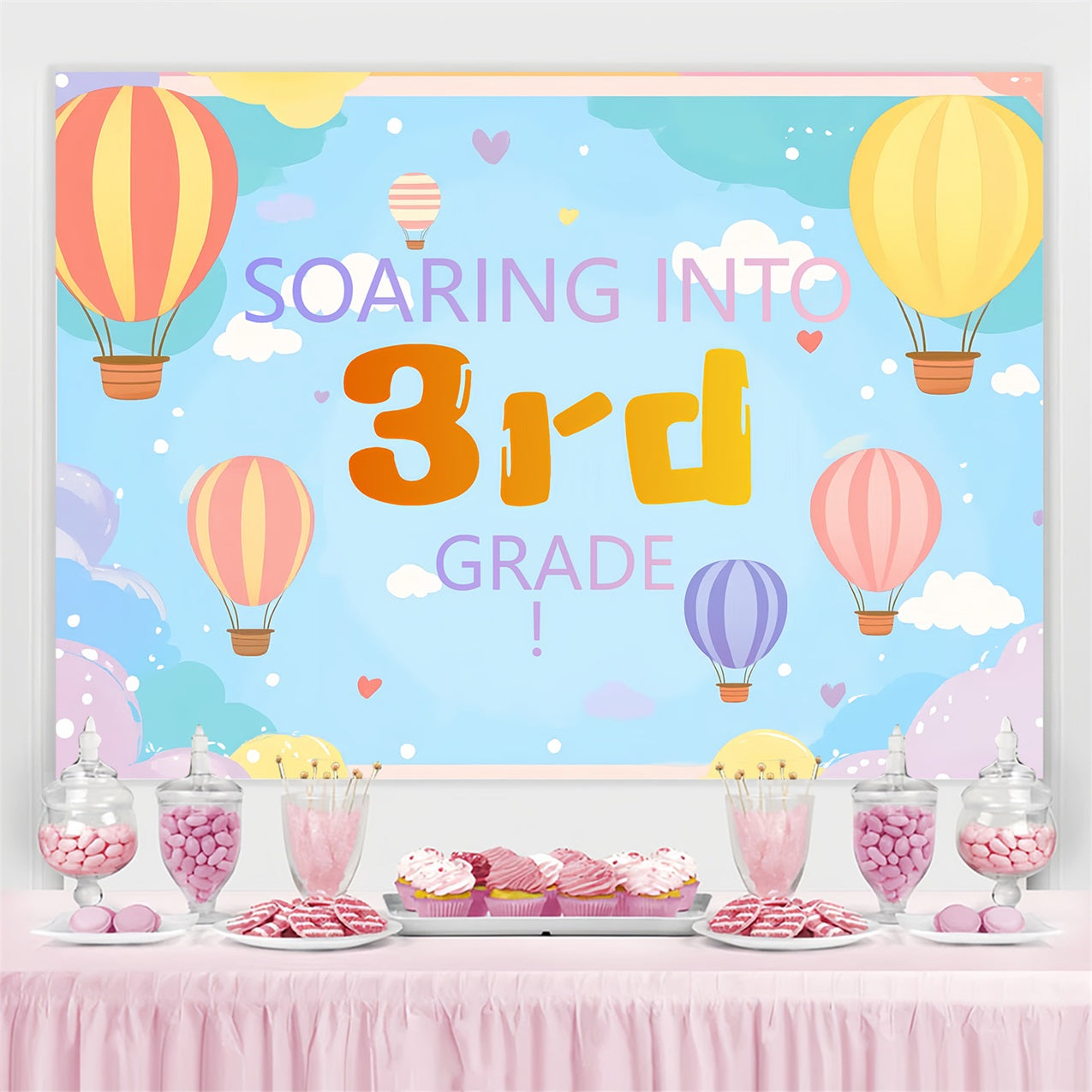 Backdrop For Back To School Hot Air Balloon Adventure Backdrop CSH3-81