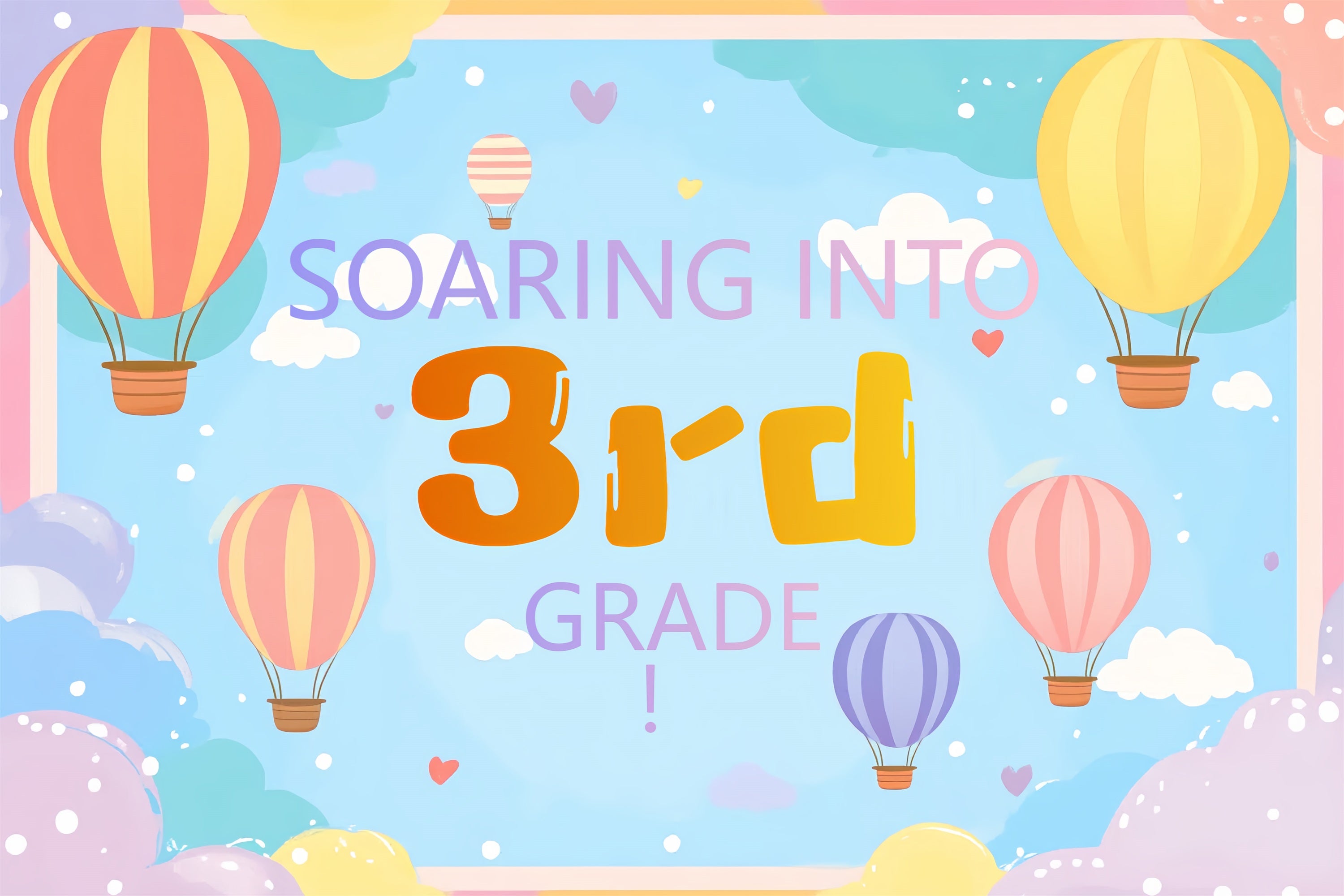 Backdrop For Back To School Hot Air Balloon Adventure Backdrop CSH3-81