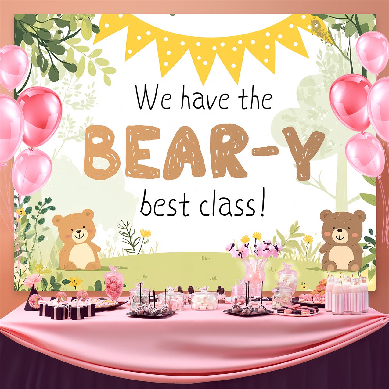 Back To School Backdrops Enchanted Forest Teddy Bear Backdrop CSH3-82