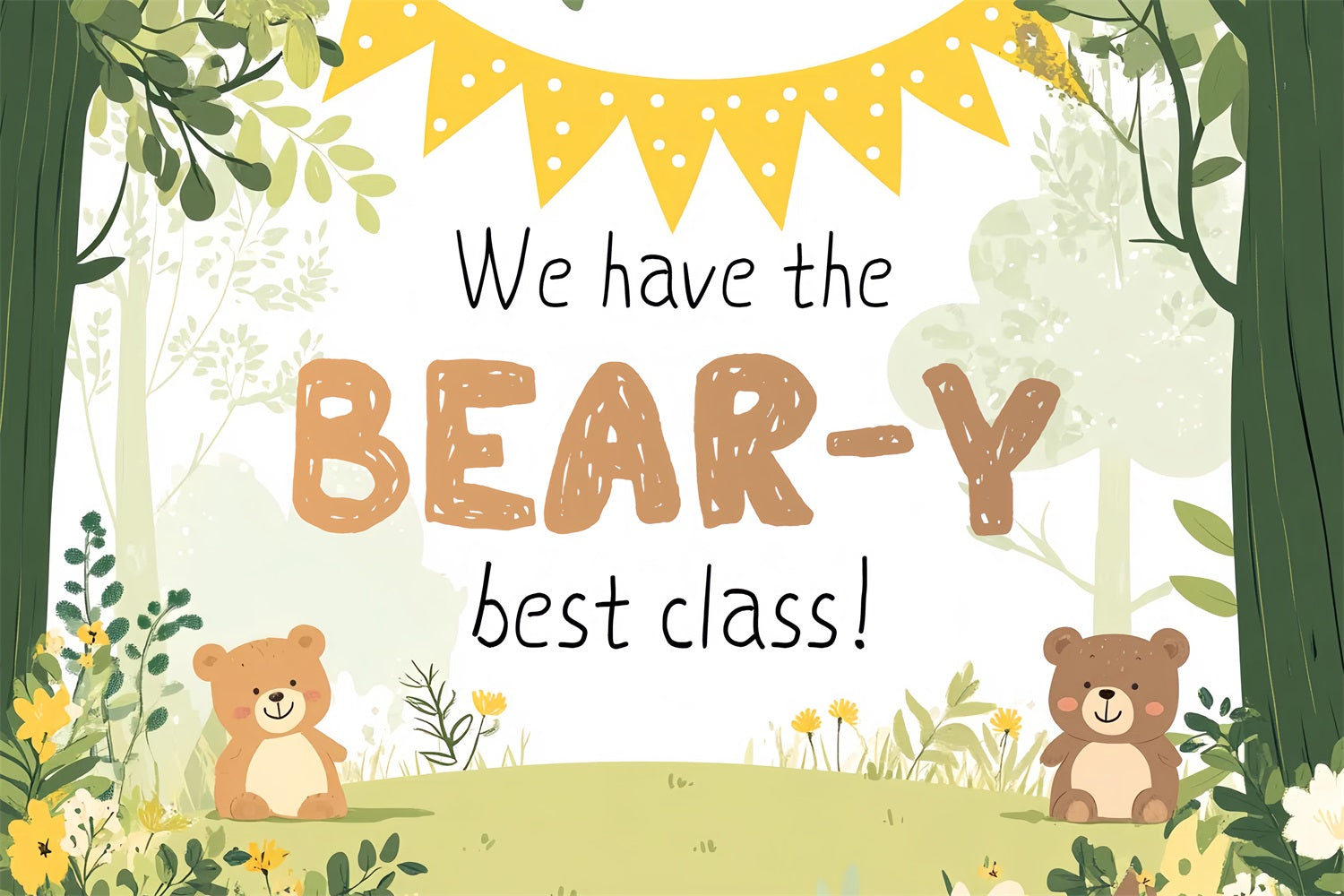 Back To School Backdrops Enchanted Forest Teddy Bear Backdrop CSH3-82