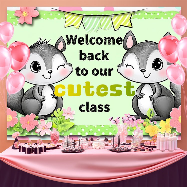 Backdrop For Back To School Adorable Squirrel Welcome Backdrop CSH3-83