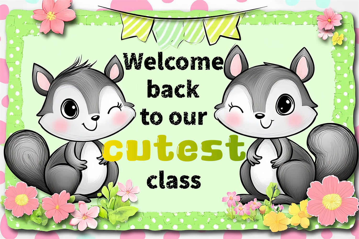 Backdrop For Back To School Adorable Squirrel Welcome Backdrop CSH3-83