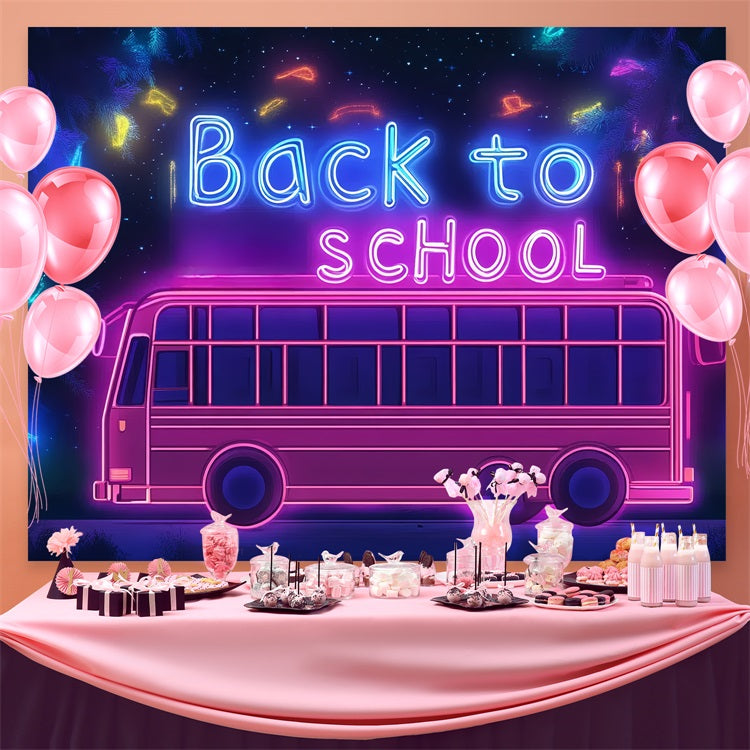 Back To School Backdrop Ideas Neon Electric School Bus Backdrop CSH3-85