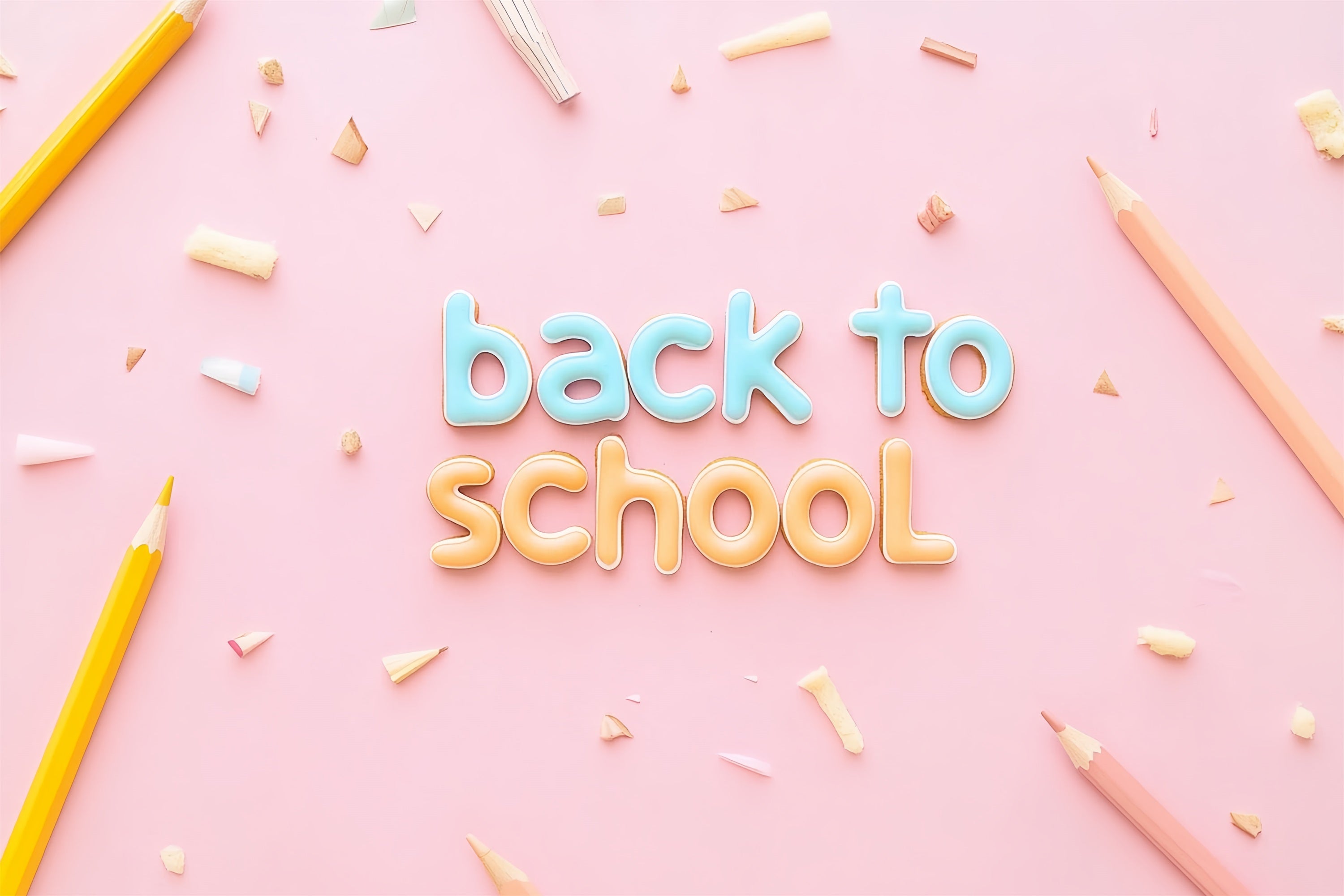 Back To School Photo Backdrop Minimalist Pencil Pink Backdrop CSH3-86