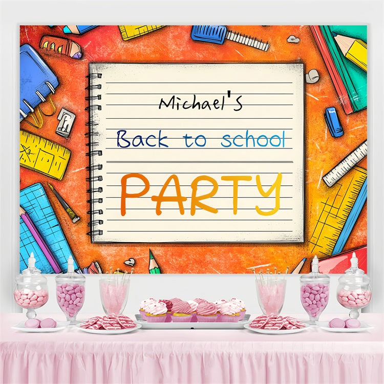 Back To School Backdrops Colorful School Stuff Custom Backdrop CSH3-87