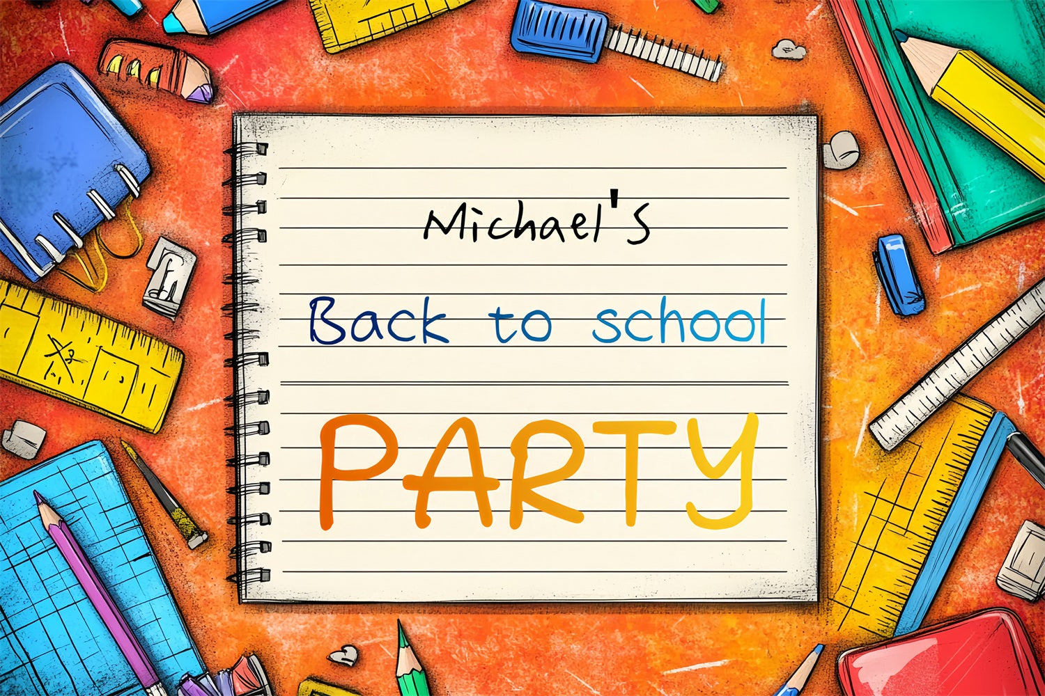Back To School Backdrops Colorful School Stuff Custom Backdrop CSH3-87