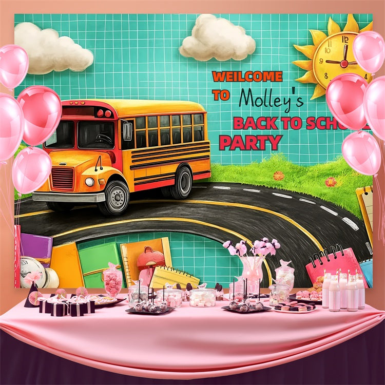 Backdrop For Back To School School Bus Adventure Custom Backdrop CSH3-90