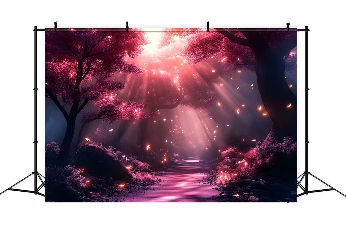 Forest Backdrop Photography Pink Light Forest Path Backdrop CSH4-105