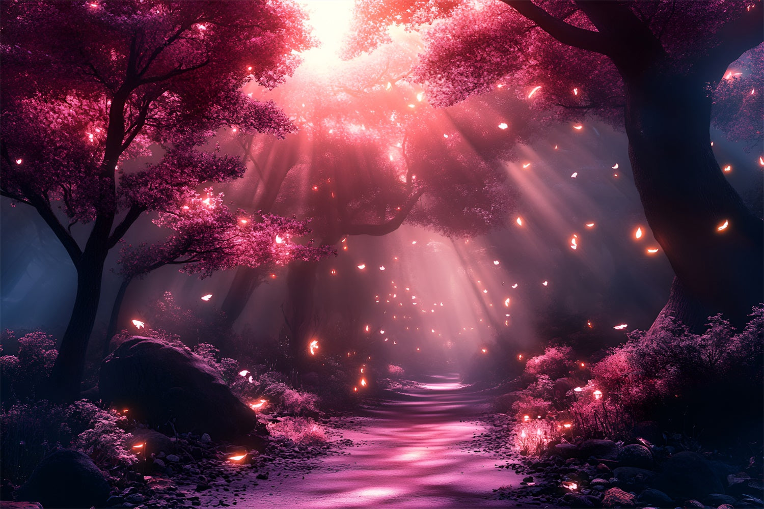 Forest Backdrop Photography Pink Light Forest Path Backdrop CSH4-105