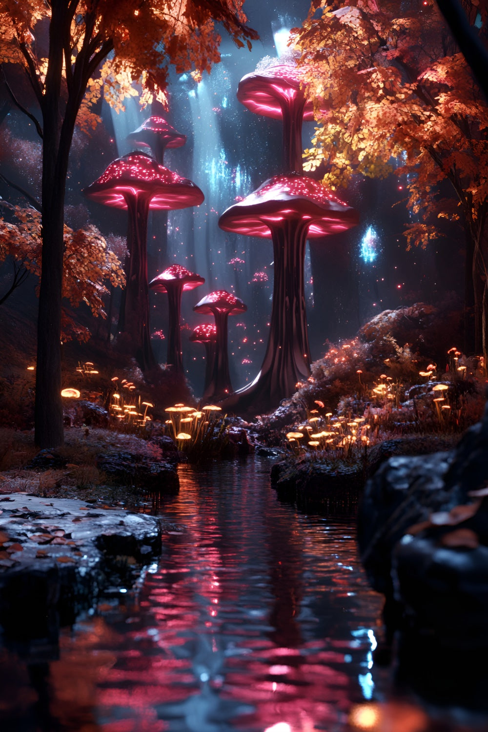 Woodland Photo Backdrop Mushroom Woods Water Backdrop CSH4-106