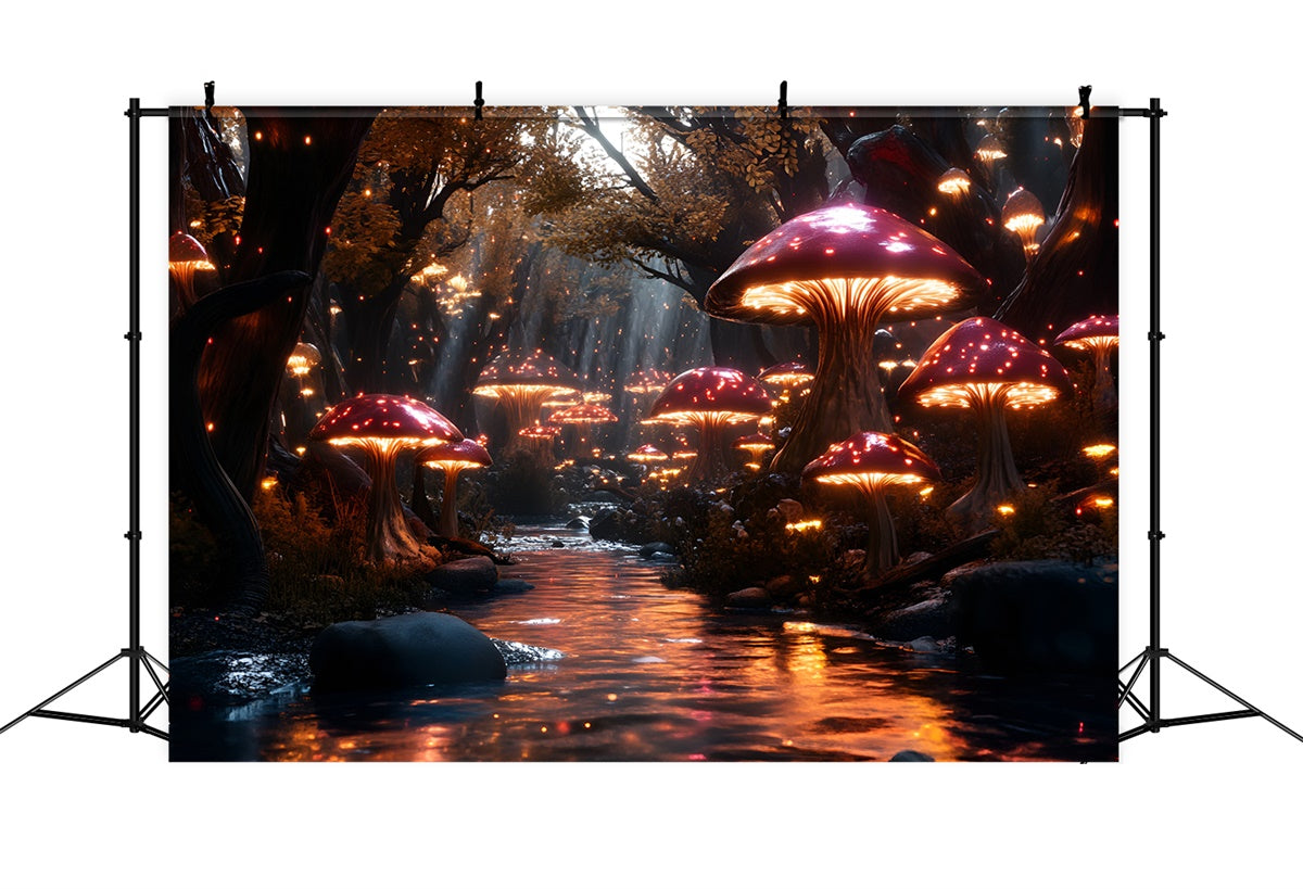Fairy Tale Forest Backdrop Magical Creek Mushrooms Backdrop CSH4-109
