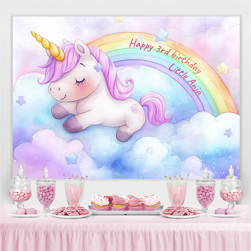 Customized Birthday Backdrop Rainbow Unicorn Backdrop CSH4-11