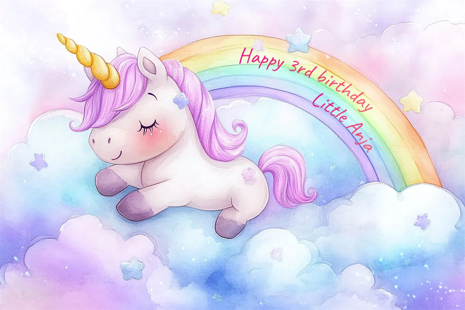 Customized Birthday Backdrop Rainbow Unicorn Backdrop CSH4-11