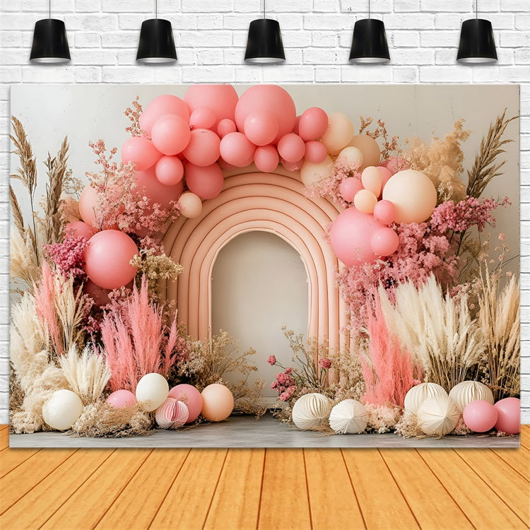 Boho Backdrop Arch Dried Floral Balloon Backdrop CSH4-124