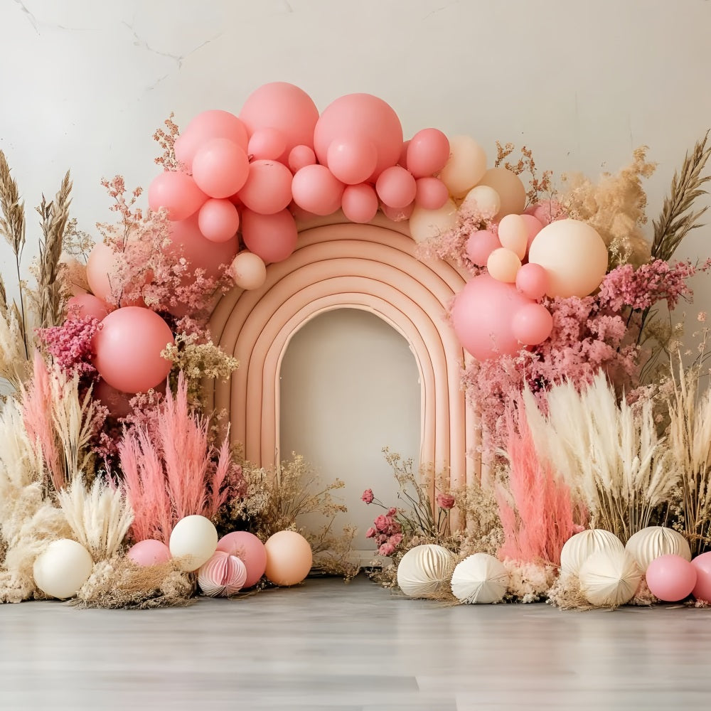 Boho Backdrop Arch Dried Floral Balloon Backdrop CSH4-124