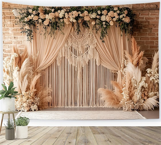 Bohemian Backdrop Macrame Pampas Garden Backdrop CSH4-133