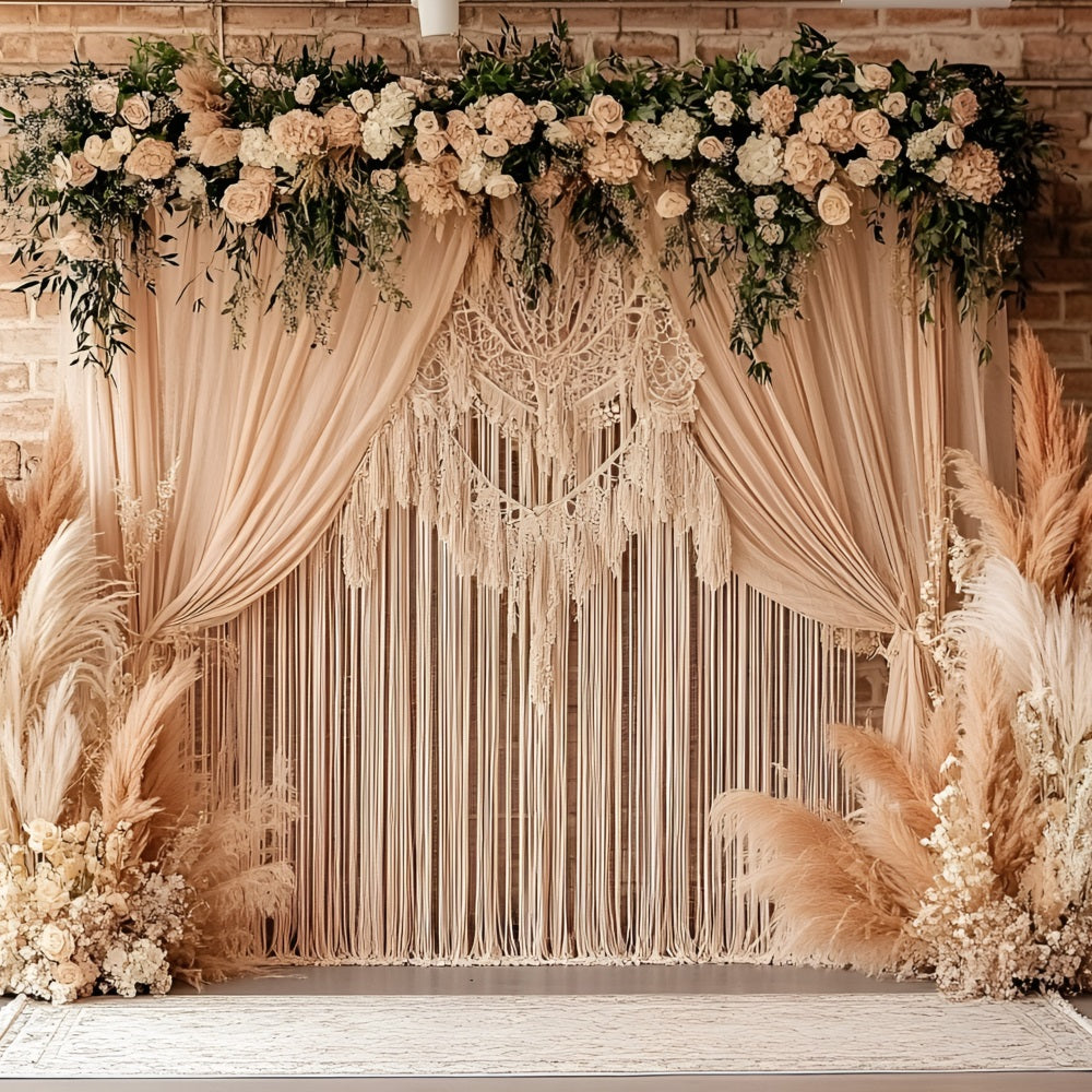 Bohemian Backdrop Macrame Pampas Garden Backdrop CSH4-133