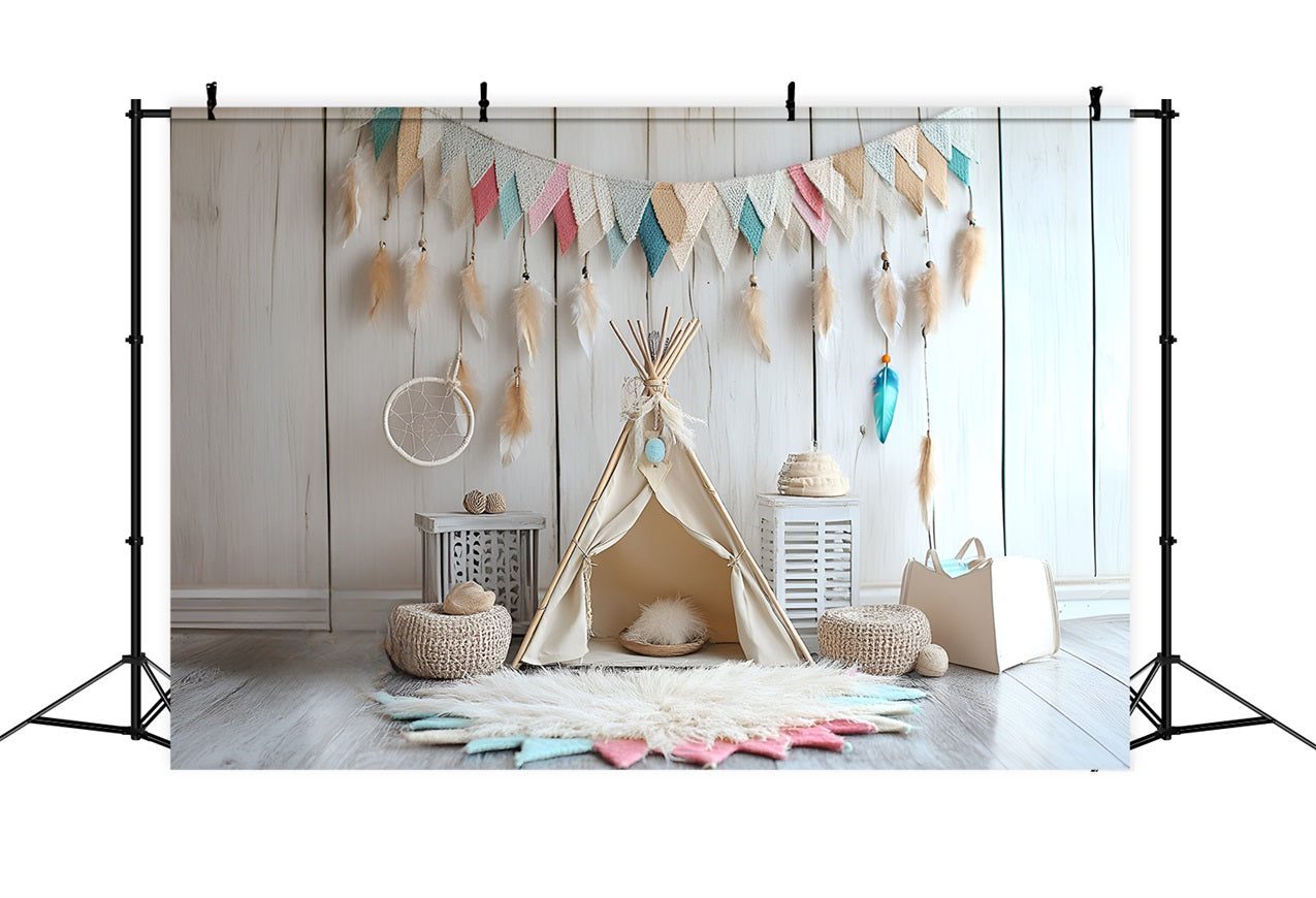 Boho Backdrops Feather Garland Kid Tent Backdrop CSH4-144